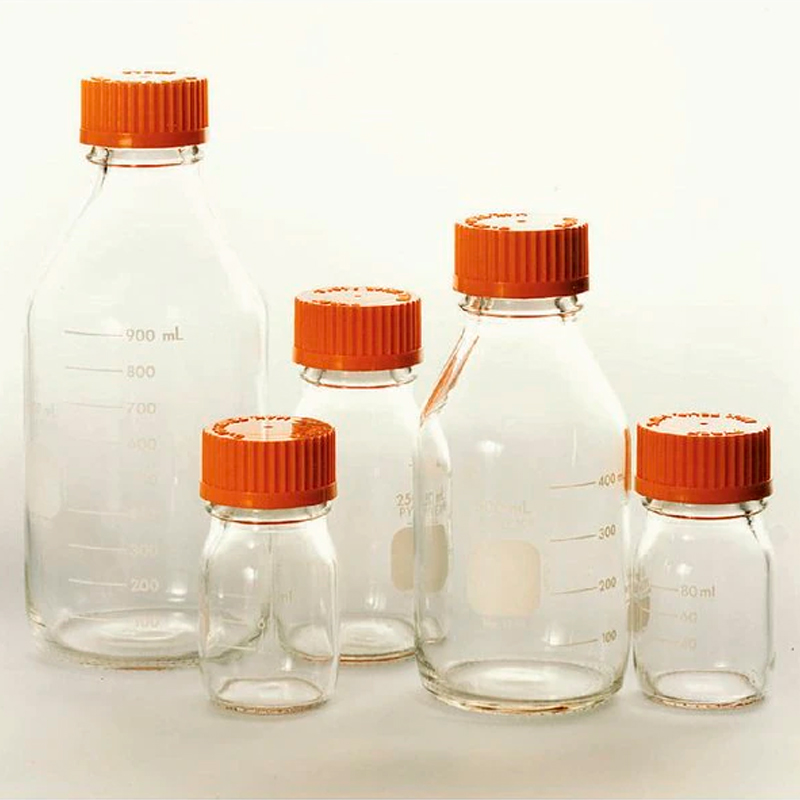 Botella de vidrio transparente con tapa naranja x 10, MEQUIM S.A Botella  de vidrio transparente con tapa naranja x 10